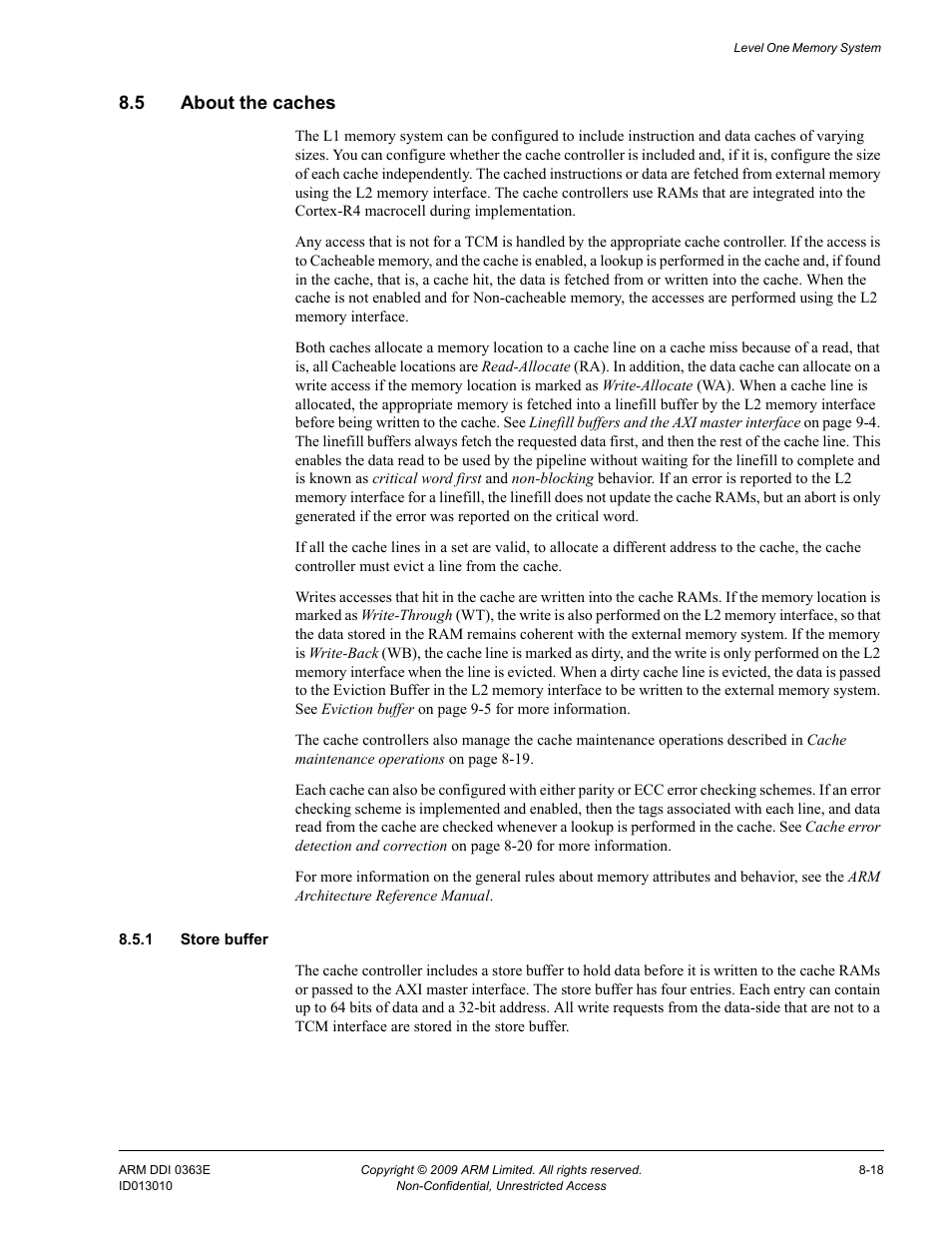 5 about the caches, 1 store buffer, About the caches -18 | ARM Cortex R4F User Manual | Page 214 / 456