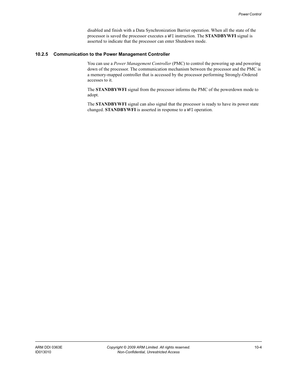 5 communication to the power management controller | ARM Cortex R4F User Manual | Page 269 / 456