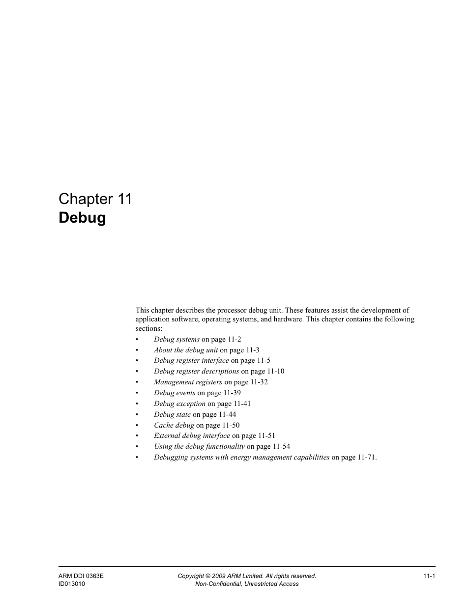 Debug, Chapter 11, Chapter 11 debug | See chapter 11 debug for m, More details, see chapter 11 debug | ARM Cortex R4F User Manual | Page 270 / 456