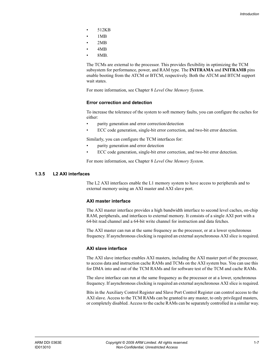 5 l2 axi interfaces | ARM Cortex R4F User Manual | Page 28 / 456