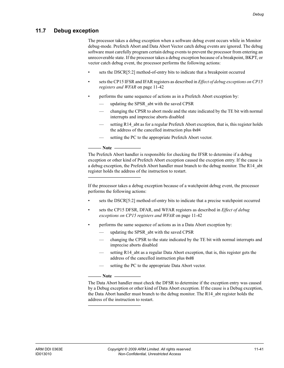 7 debug exception, Debug exception -41 | ARM Cortex R4F User Manual | Page 310 / 456