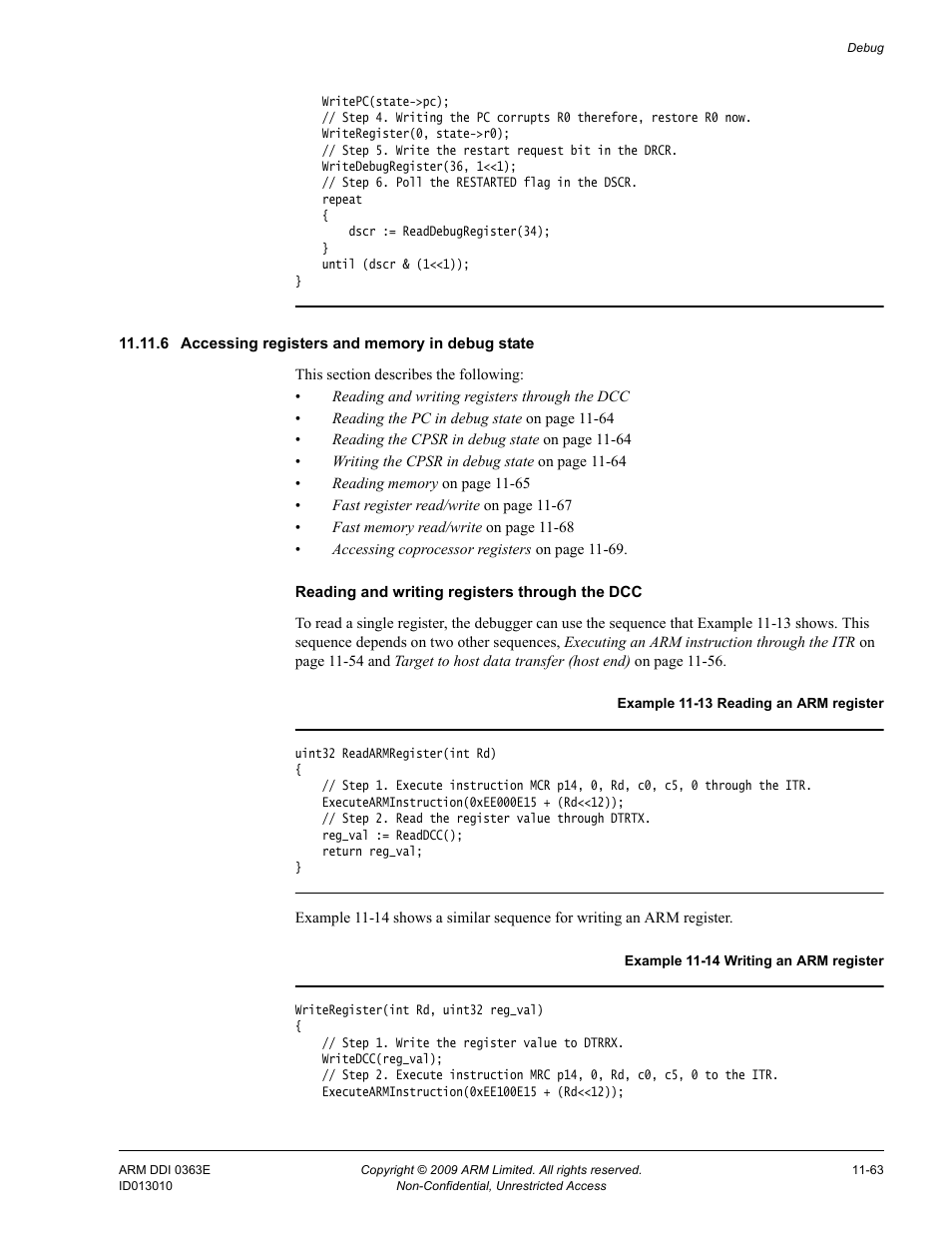 6 accessing registers and memory in debug state | ARM Cortex R4F User Manual | Page 332 / 456