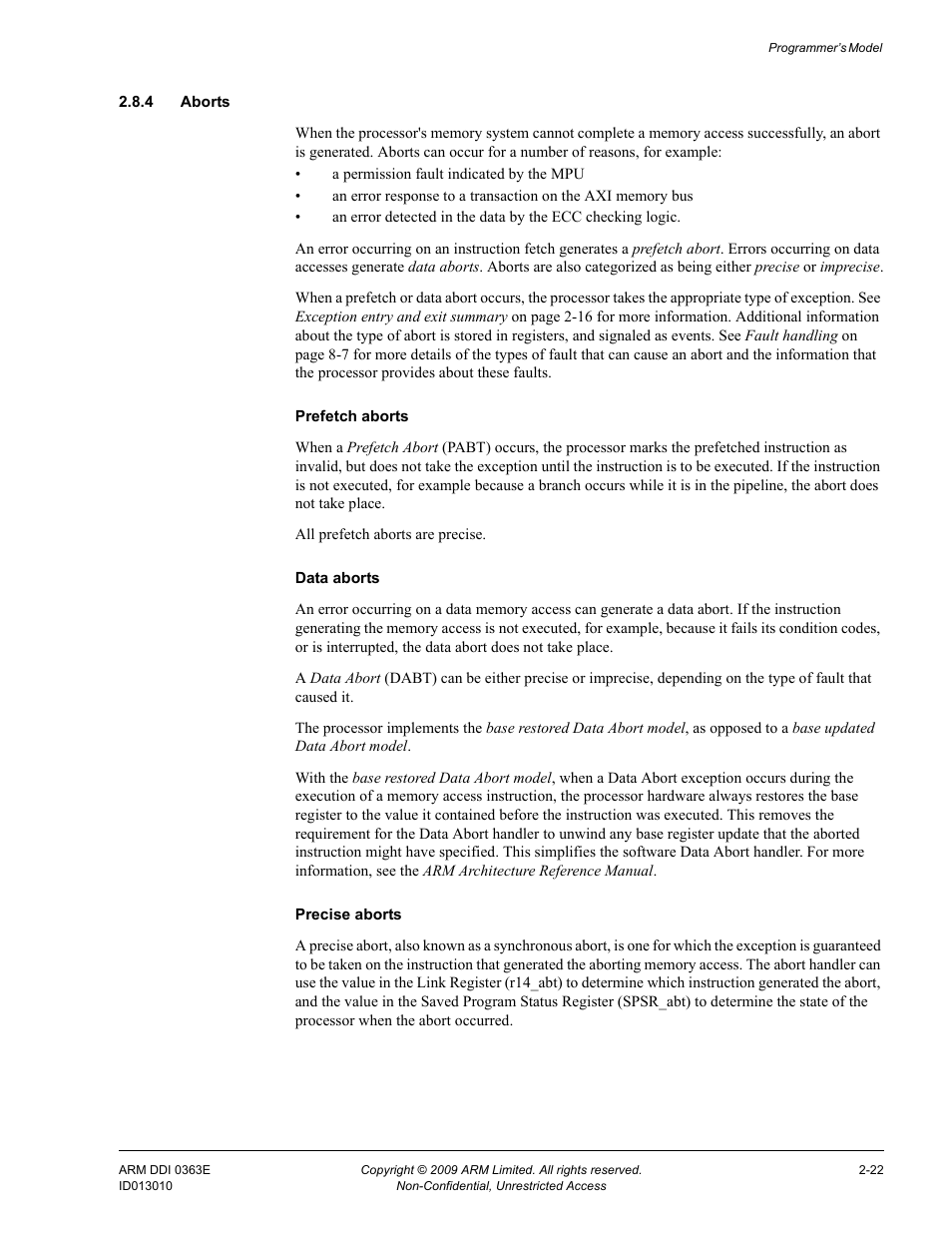 4 aborts | ARM Cortex R4F User Manual | Page 68 / 456