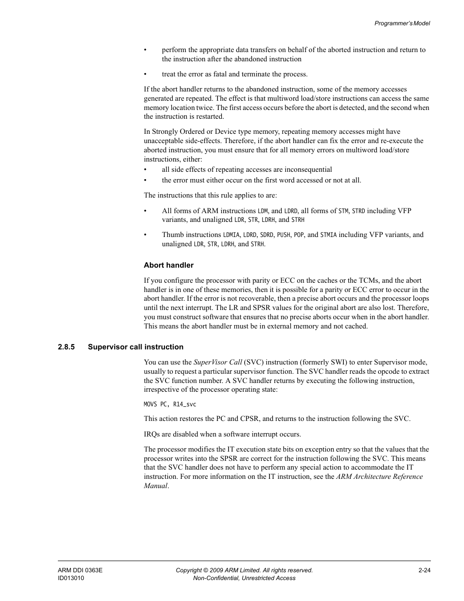 5 supervisor call instruction | ARM Cortex R4F User Manual | Page 70 / 456