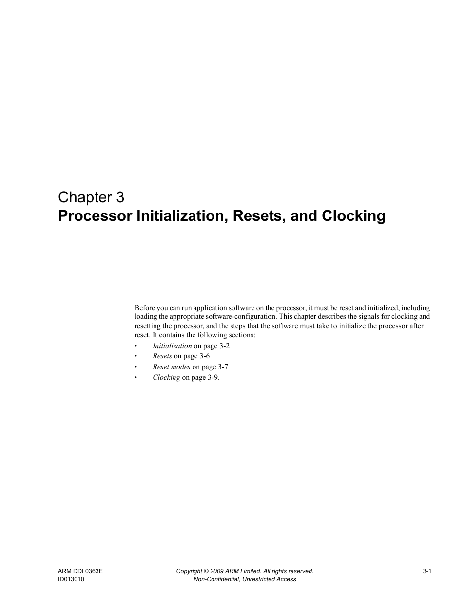 Processor initialization, resets, and clocking, Chapter 3 | ARM Cortex R4F User Manual | Page 76 / 456