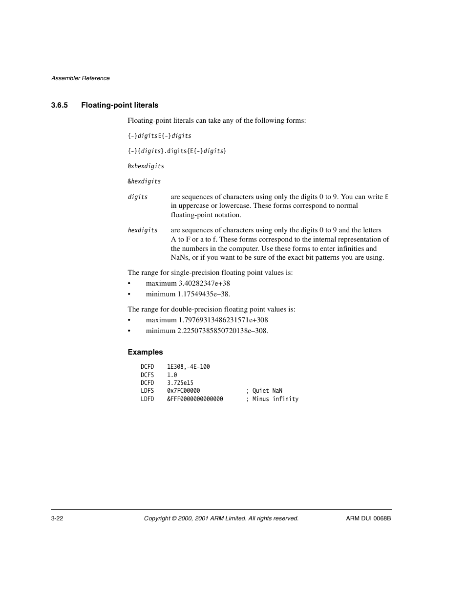 5 floating-point literals | ARM VERSION 1.2 User Manual | Page 100 / 360