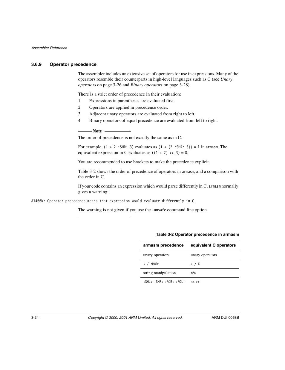 9 operator precedence | ARM VERSION 1.2 User Manual | Page 102 / 360