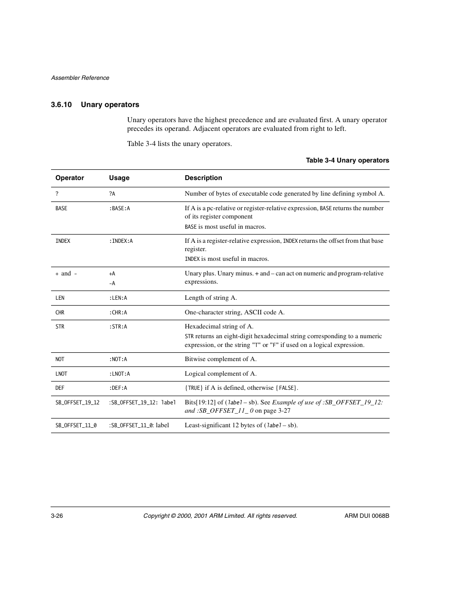10 unary operators | ARM VERSION 1.2 User Manual | Page 104 / 360