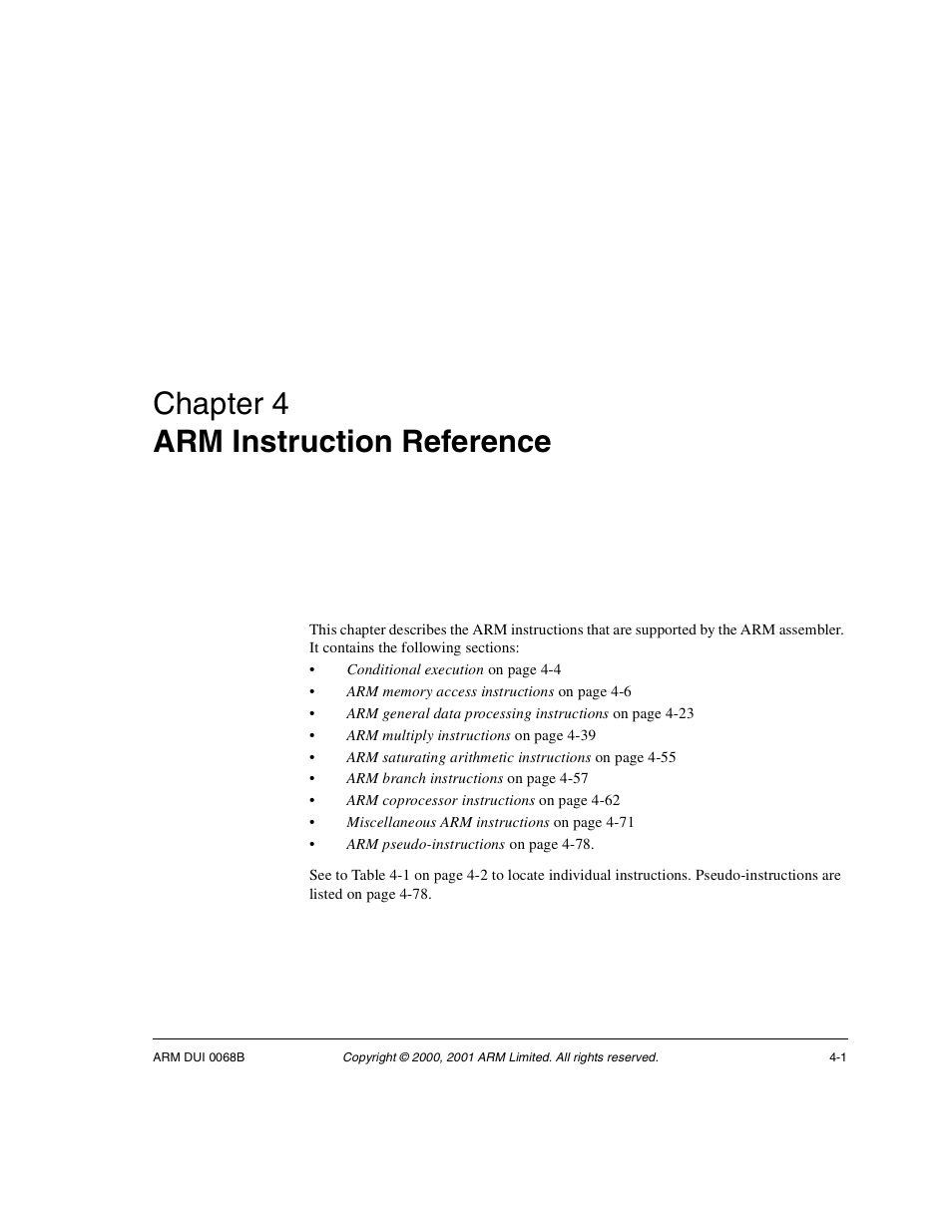 Arm instruction reference, Chapter 4, Chapter 4 arm instruction reference | ARM VERSION 1.2 User Manual | Page 111 / 360