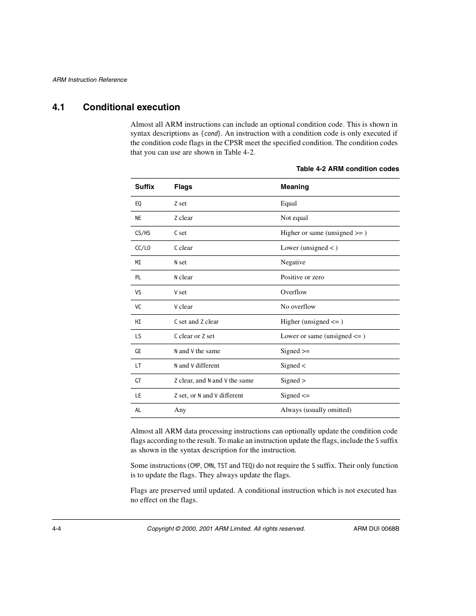1 conditional execution, Conditional execution -4 | ARM VERSION 1.2 User Manual | Page 114 / 360