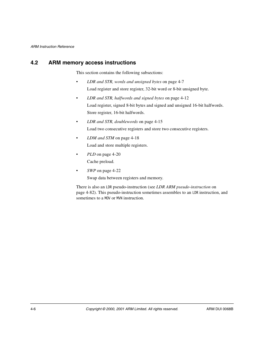 2 arm memory access instructions, Arm memory access instructions -6 | ARM VERSION 1.2 User Manual | Page 116 / 360