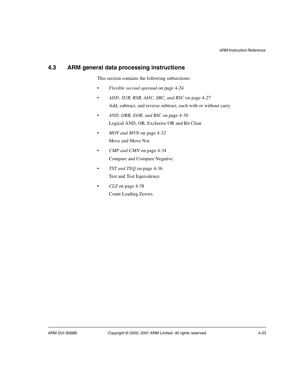3 arm general data processing instructions, Arm general data processing instructions -23 | ARM VERSION 1.2 User Manual | Page 133 / 360