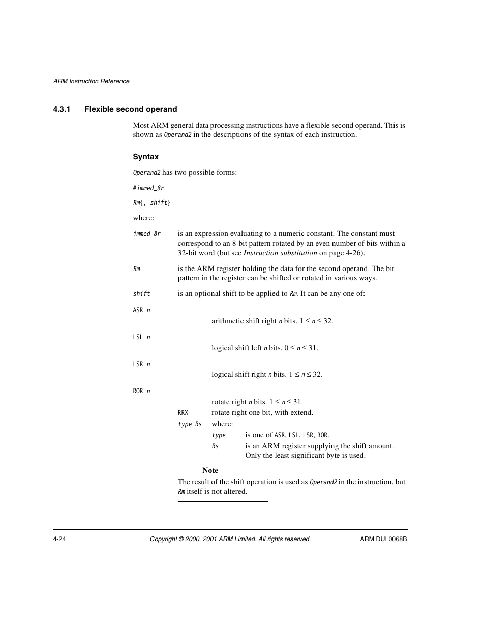 1 flexible second operand | ARM VERSION 1.2 User Manual | Page 134 / 360