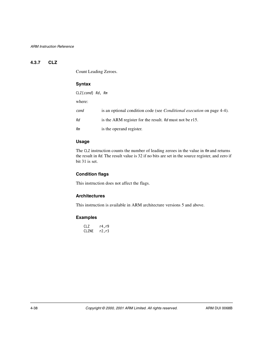 7 clz | ARM VERSION 1.2 User Manual | Page 148 / 360