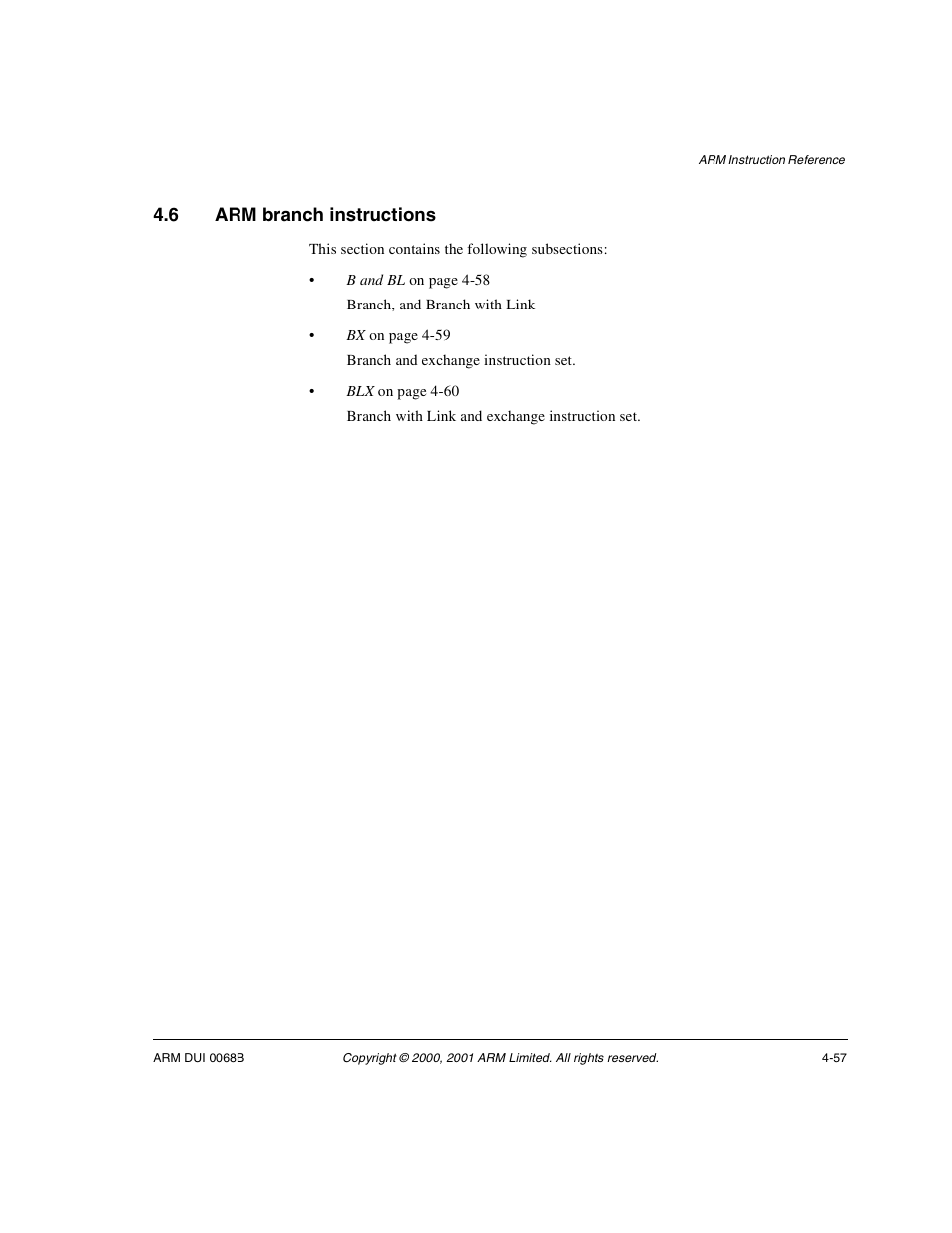 6 arm branch instructions, Arm branch instructions -57 | ARM VERSION 1.2 User Manual | Page 167 / 360