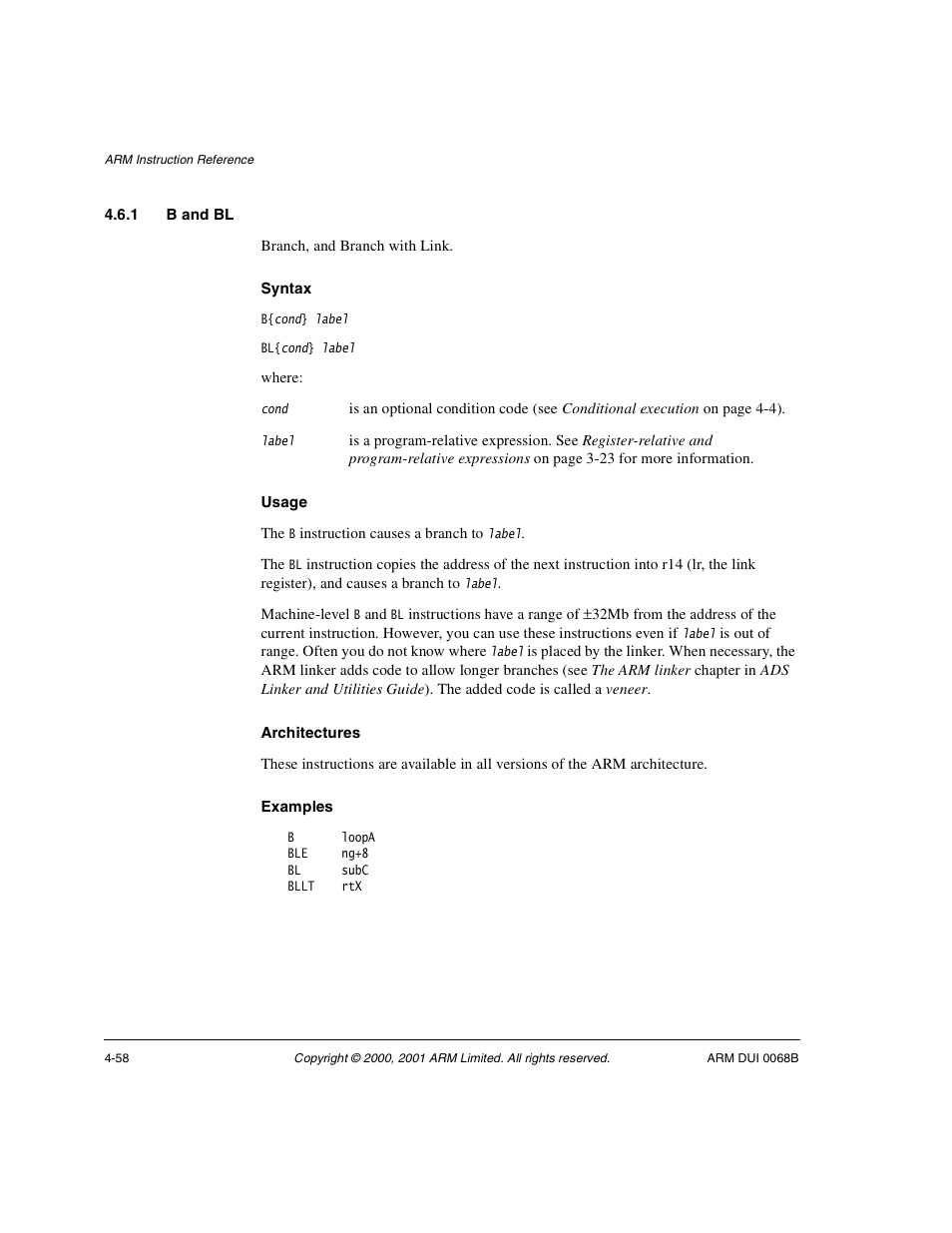 1 b and bl | ARM VERSION 1.2 User Manual | Page 168 / 360