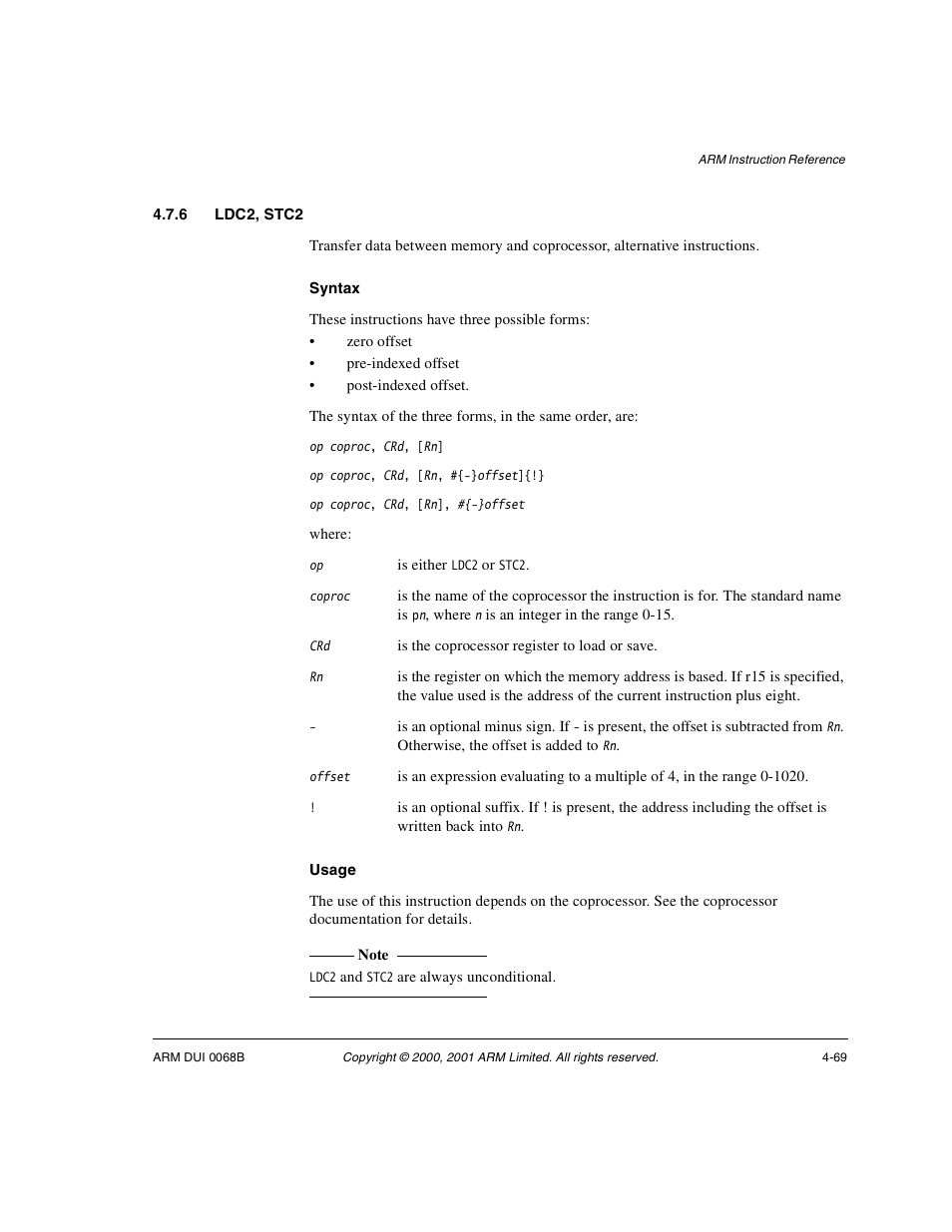6 ldc2, stc2 | ARM VERSION 1.2 User Manual | Page 179 / 360