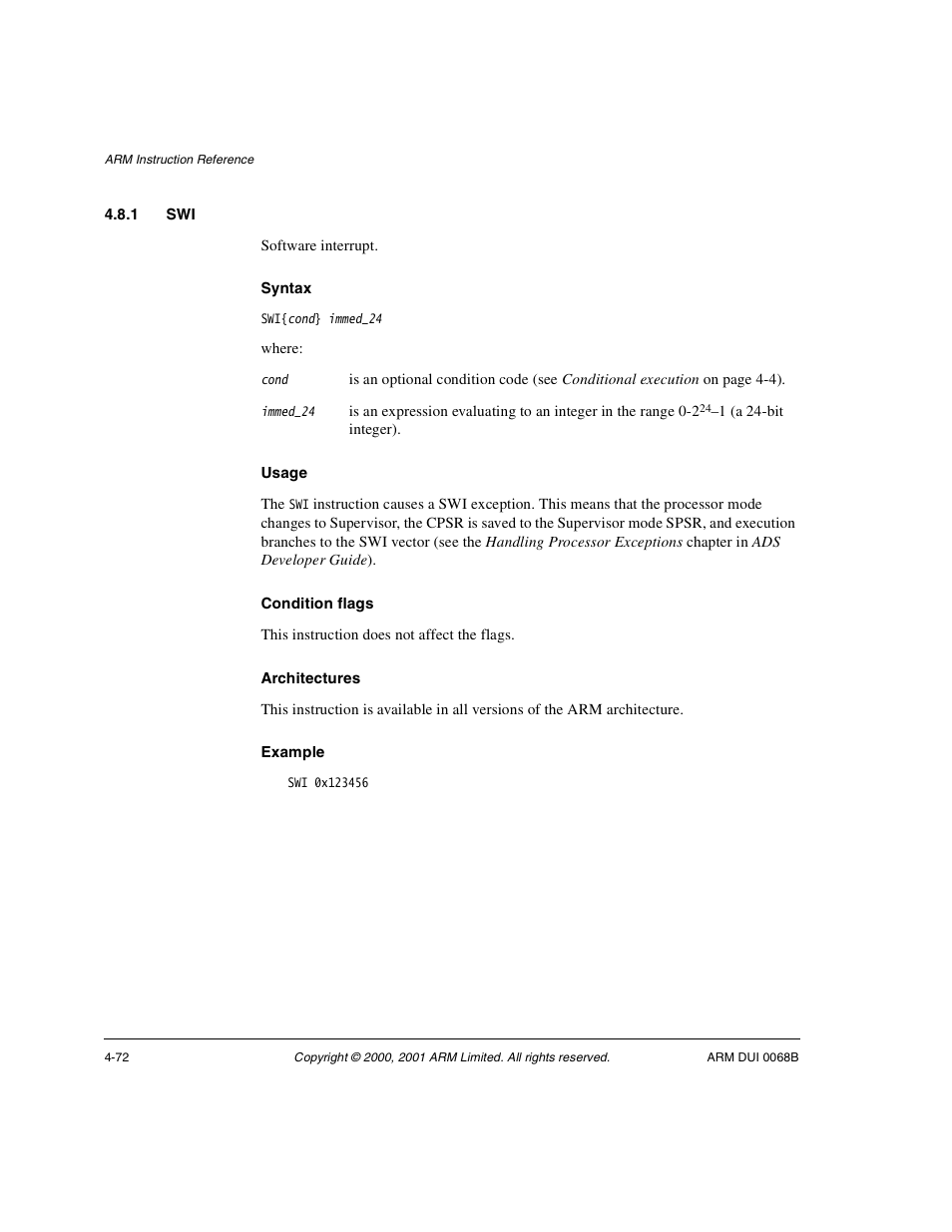 1 swi | ARM VERSION 1.2 User Manual | Page 182 / 360