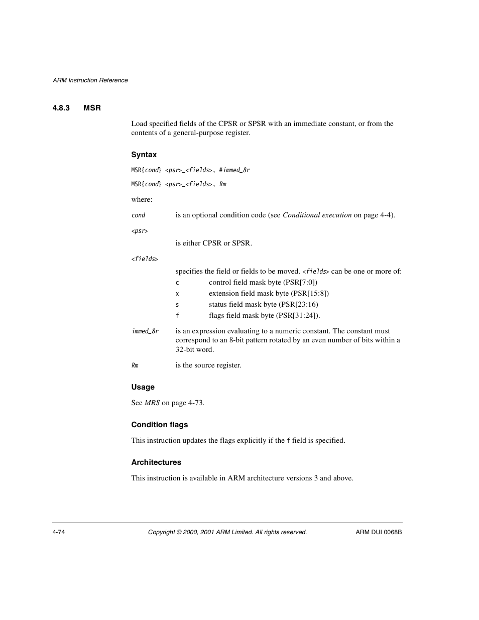 3 msr | ARM VERSION 1.2 User Manual | Page 184 / 360