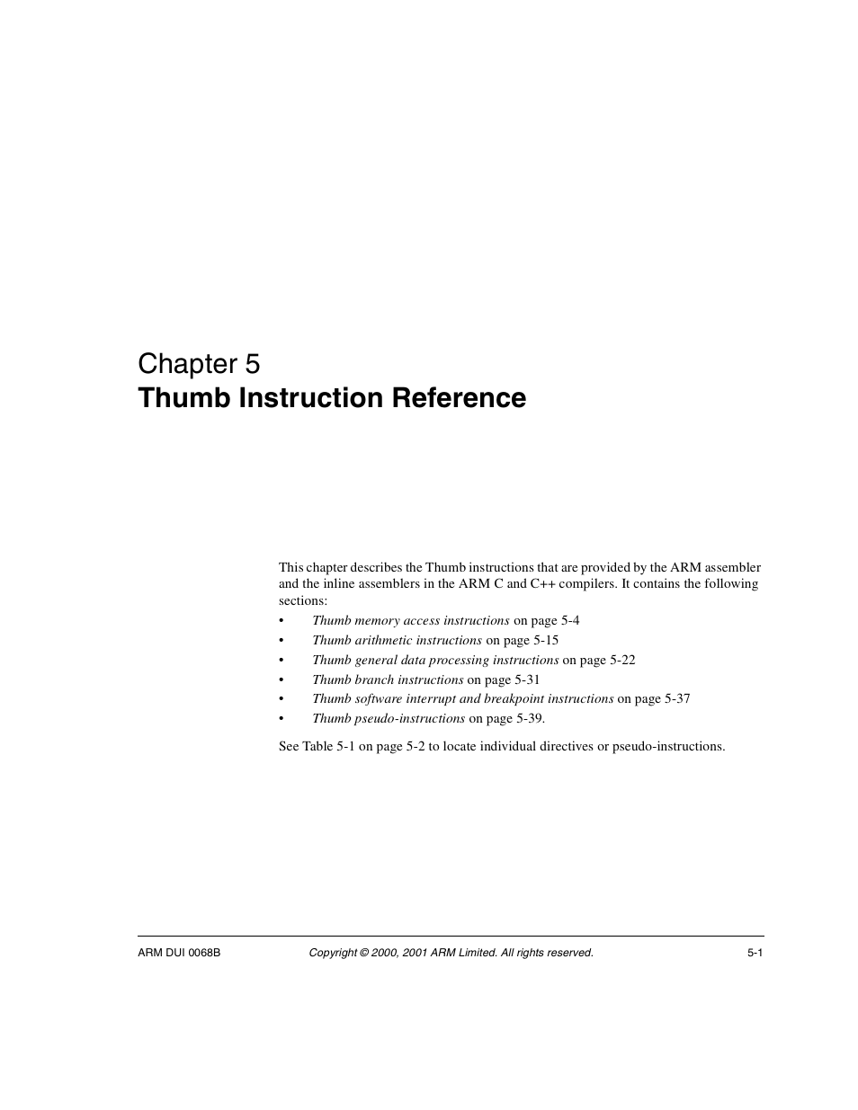 Thumb instruction reference, Chapter 5, Chapter 5 thumb instruction reference | ARM VERSION 1.2 User Manual | Page 195 / 360