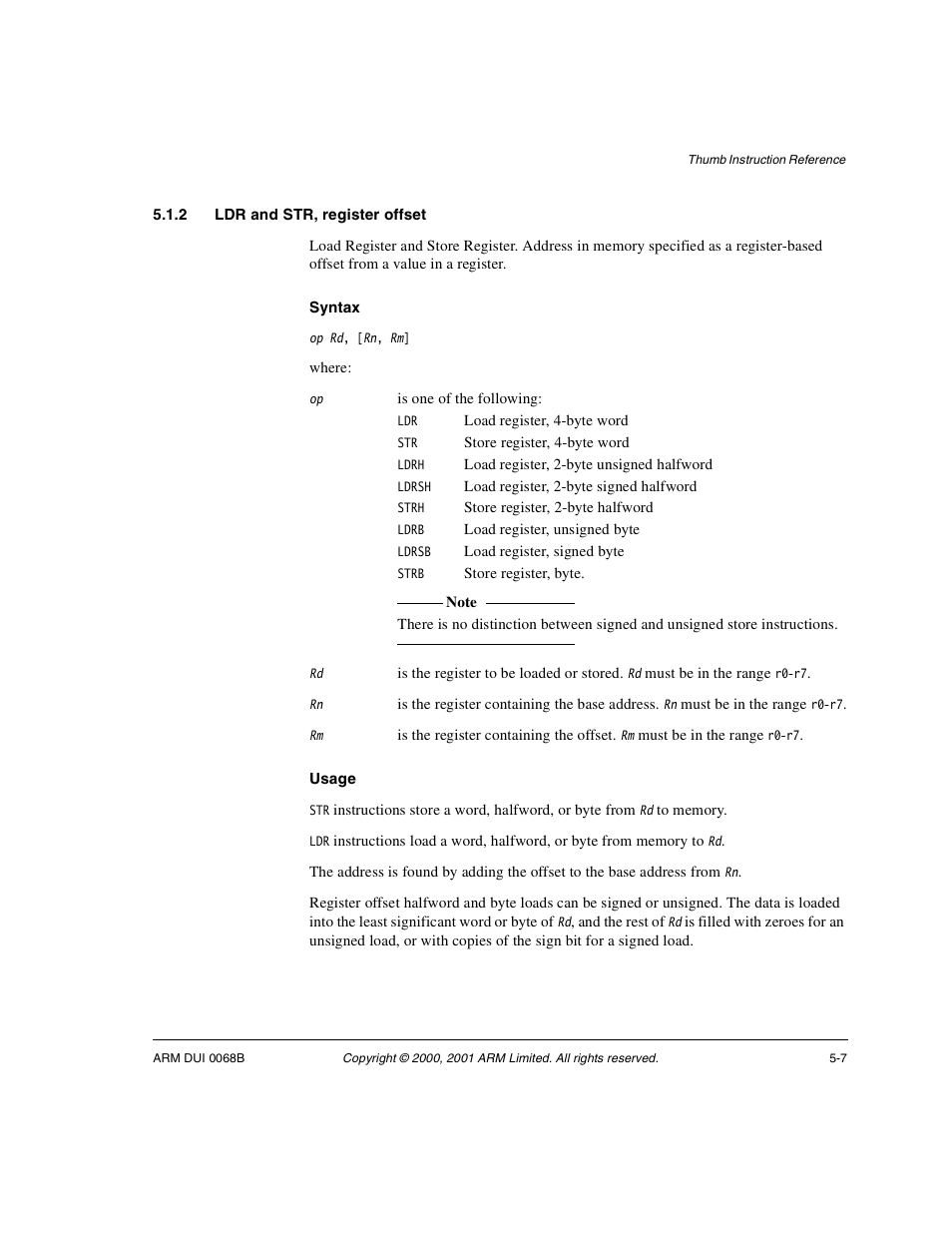 2 ldr and str, register offset | ARM VERSION 1.2 User Manual | Page 201 / 360