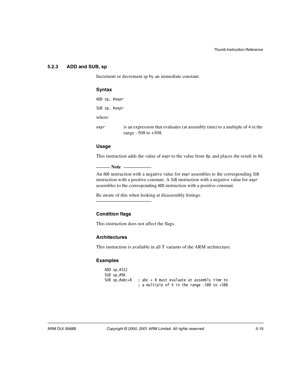 3 add and sub, sp | ARM VERSION 1.2 User Manual | Page 213 / 360