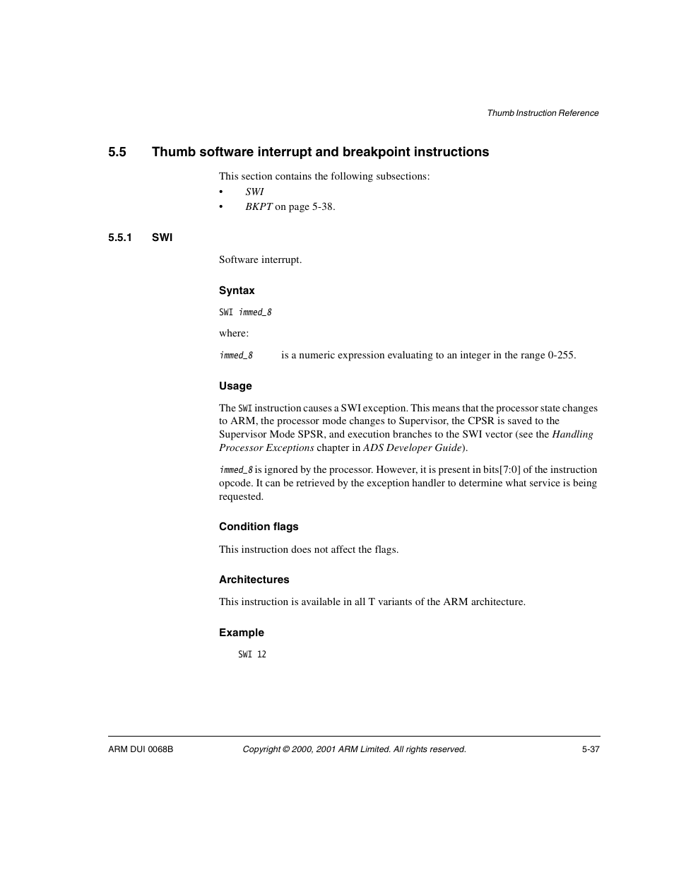1 swi | ARM VERSION 1.2 User Manual | Page 231 / 360