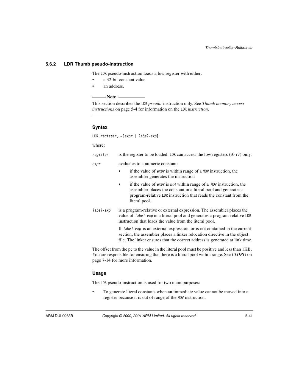 2 ldr thumb pseudo-instruction | ARM VERSION 1.2 User Manual | Page 235 / 360
