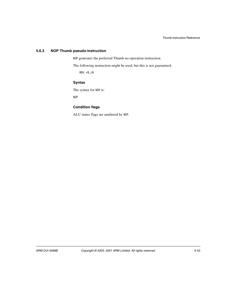 3 nop thumb pseudo-instruction | ARM VERSION 1.2 User Manual | Page 237 / 360