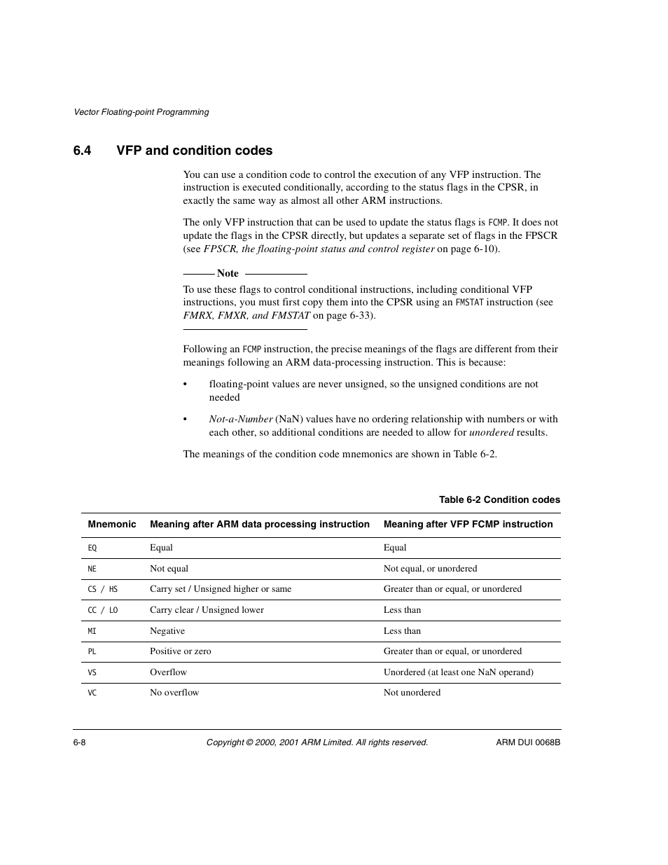 4 vfp and condition codes, Vfp and condition codes -8 | ARM VERSION 1.2 User Manual | Page 246 / 360
