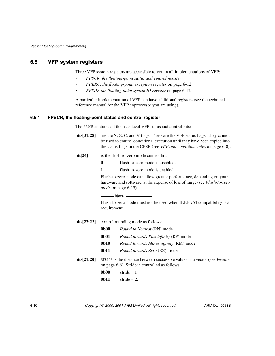 5 vfp system registers, Vfp system registers -10, Fpscr, the | ARM VERSION 1.2 User Manual | Page 248 / 360