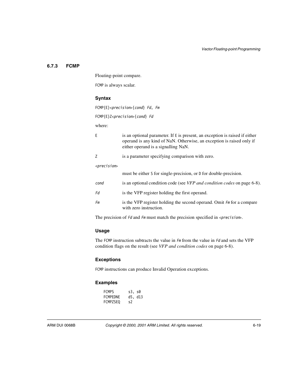 3 fcmp | ARM VERSION 1.2 User Manual | Page 257 / 360