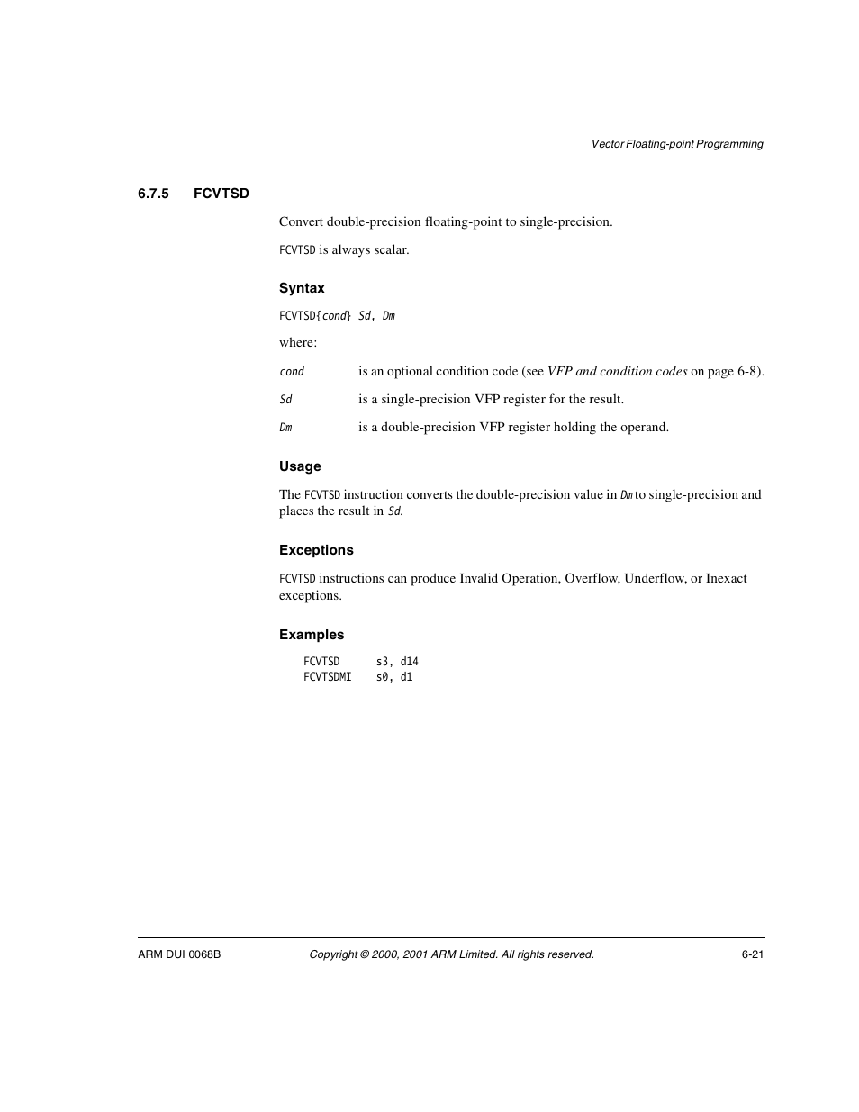 5 fcvtsd | ARM VERSION 1.2 User Manual | Page 259 / 360