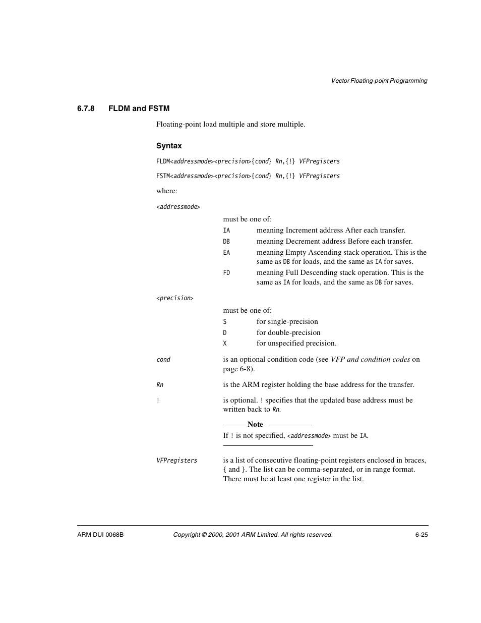 8 fldm and fstm | ARM VERSION 1.2 User Manual | Page 263 / 360