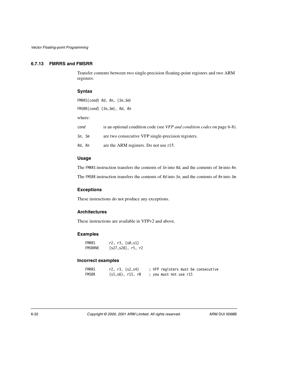 13 fmrrs and fmsrr | ARM VERSION 1.2 User Manual | Page 270 / 360