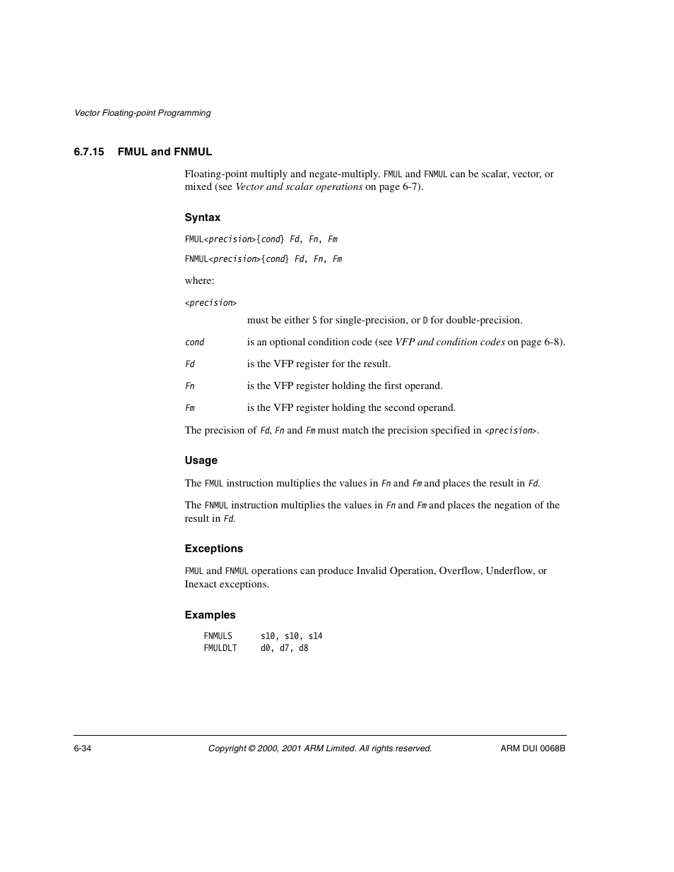 15 fmul and fnmul | ARM VERSION 1.2 User Manual | Page 272 / 360