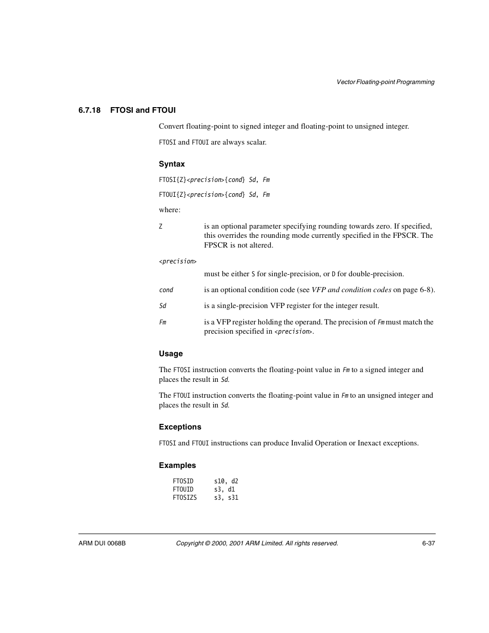 18 ftosi and ftoui | ARM VERSION 1.2 User Manual | Page 275 / 360