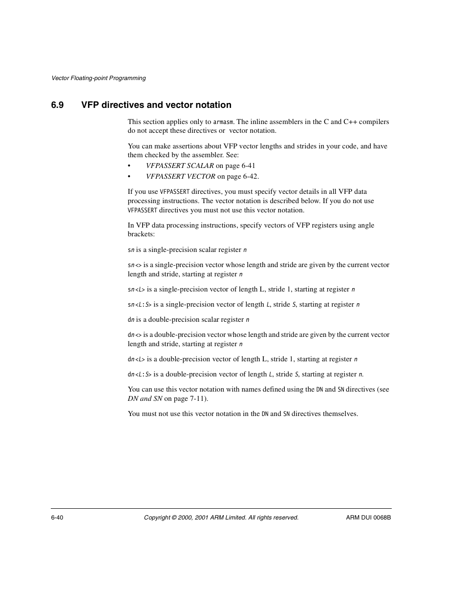 9 vfp directives and vector notation, Vfp directives and vector notation -40 | ARM VERSION 1.2 User Manual | Page 278 / 360