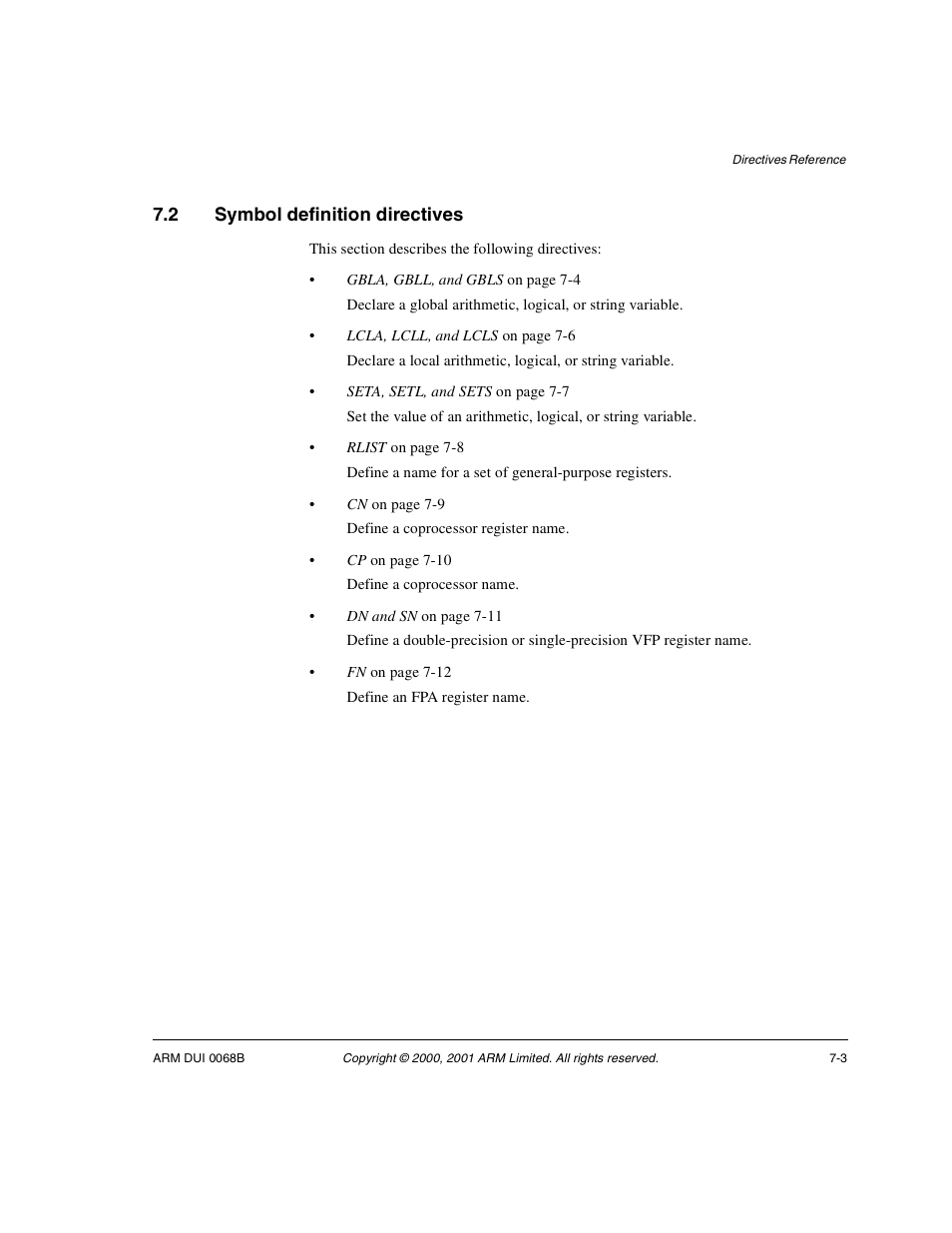 2 symbol definition directives, Symbol definition directives -3 | ARM VERSION 1.2 User Manual | Page 285 / 360