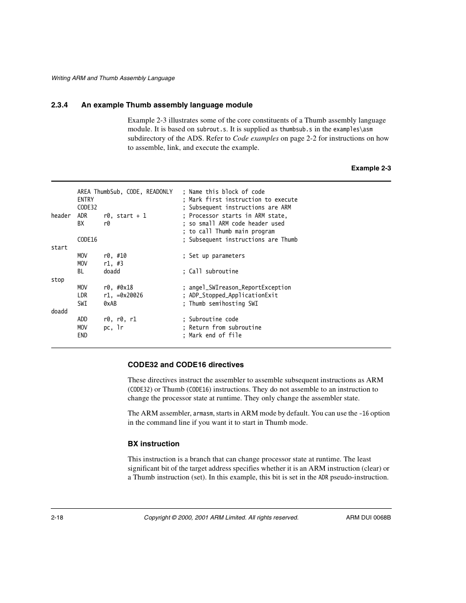 4 an example thumb assembly language module | ARM VERSION 1.2 User Manual | Page 30 / 360