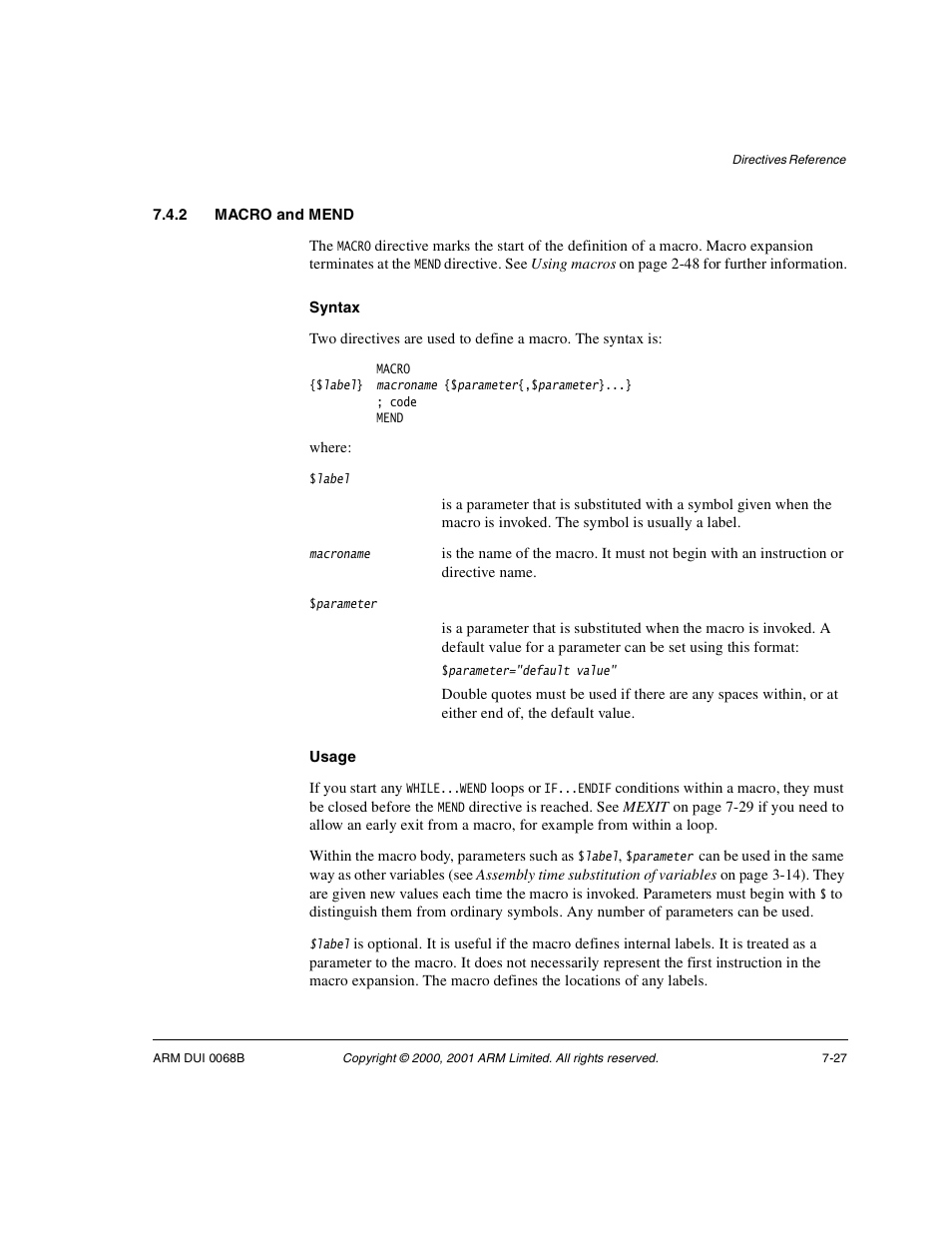 2 macro and mend | ARM VERSION 1.2 User Manual | Page 309 / 360