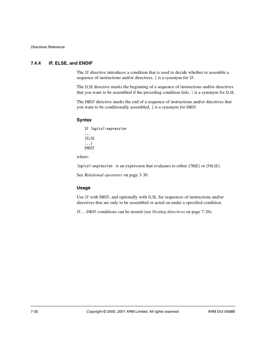 4 if, else, and endif | ARM VERSION 1.2 User Manual | Page 312 / 360