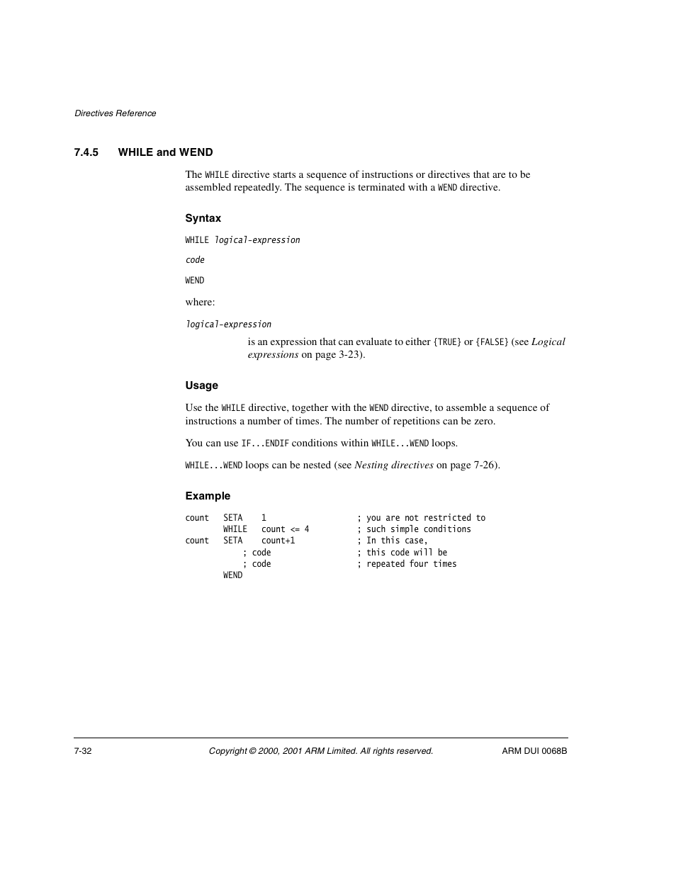 5 while and wend | ARM VERSION 1.2 User Manual | Page 314 / 360