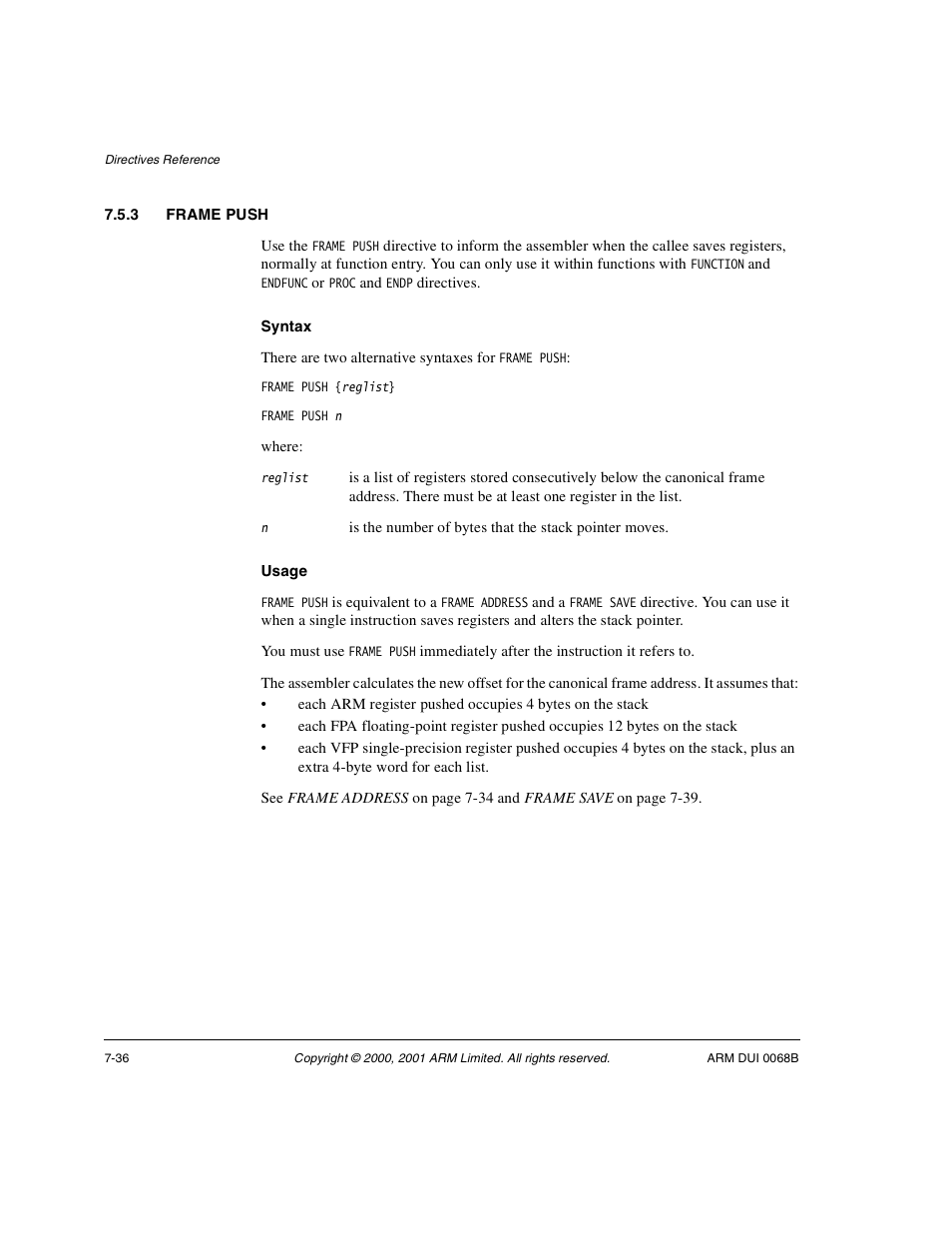 3 frame push, Frame | ARM VERSION 1.2 User Manual | Page 318 / 360