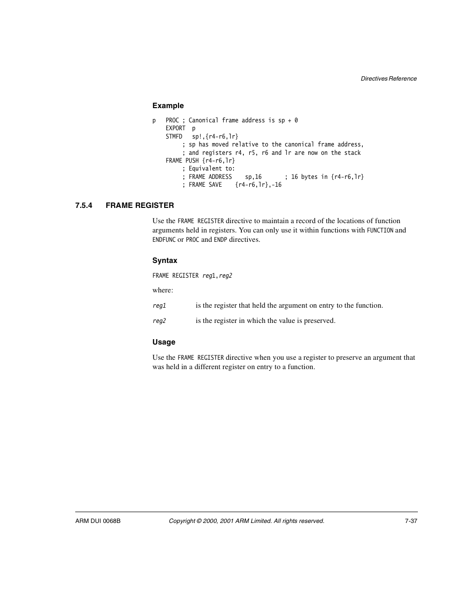 4 frame register | ARM VERSION 1.2 User Manual | Page 319 / 360