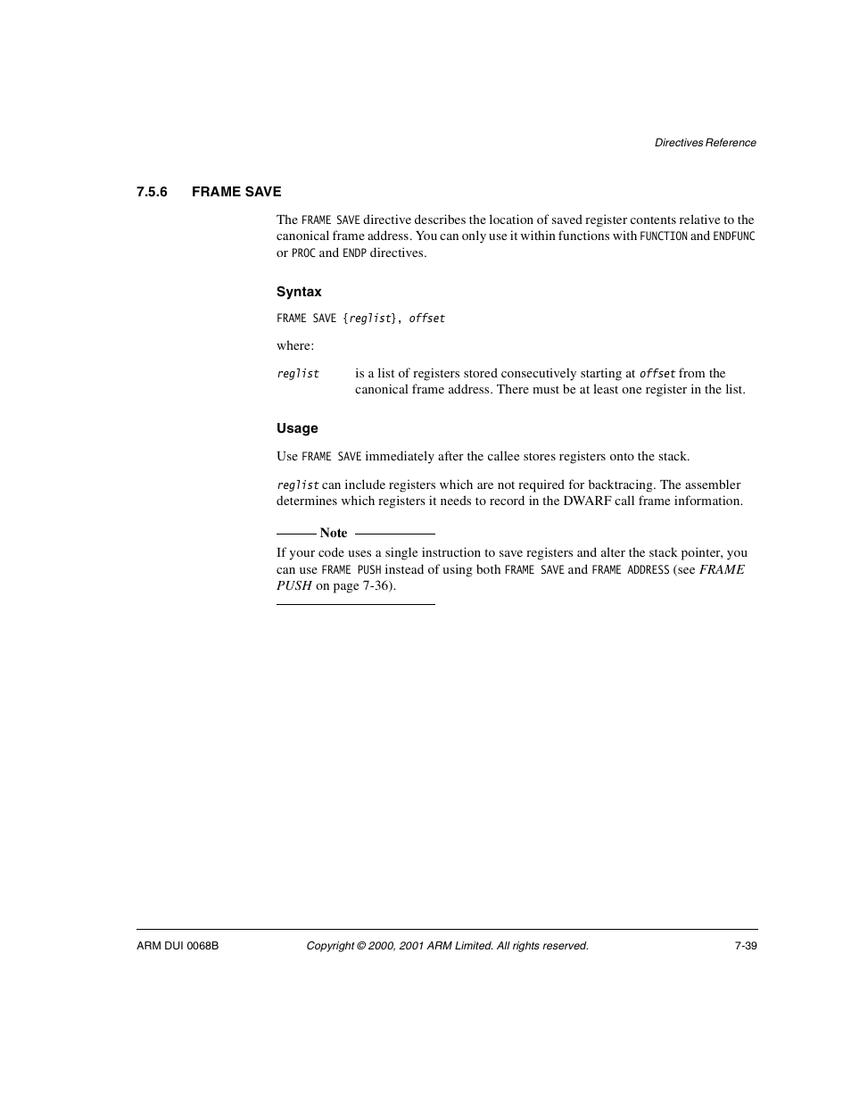 6 frame save | ARM VERSION 1.2 User Manual | Page 321 / 360