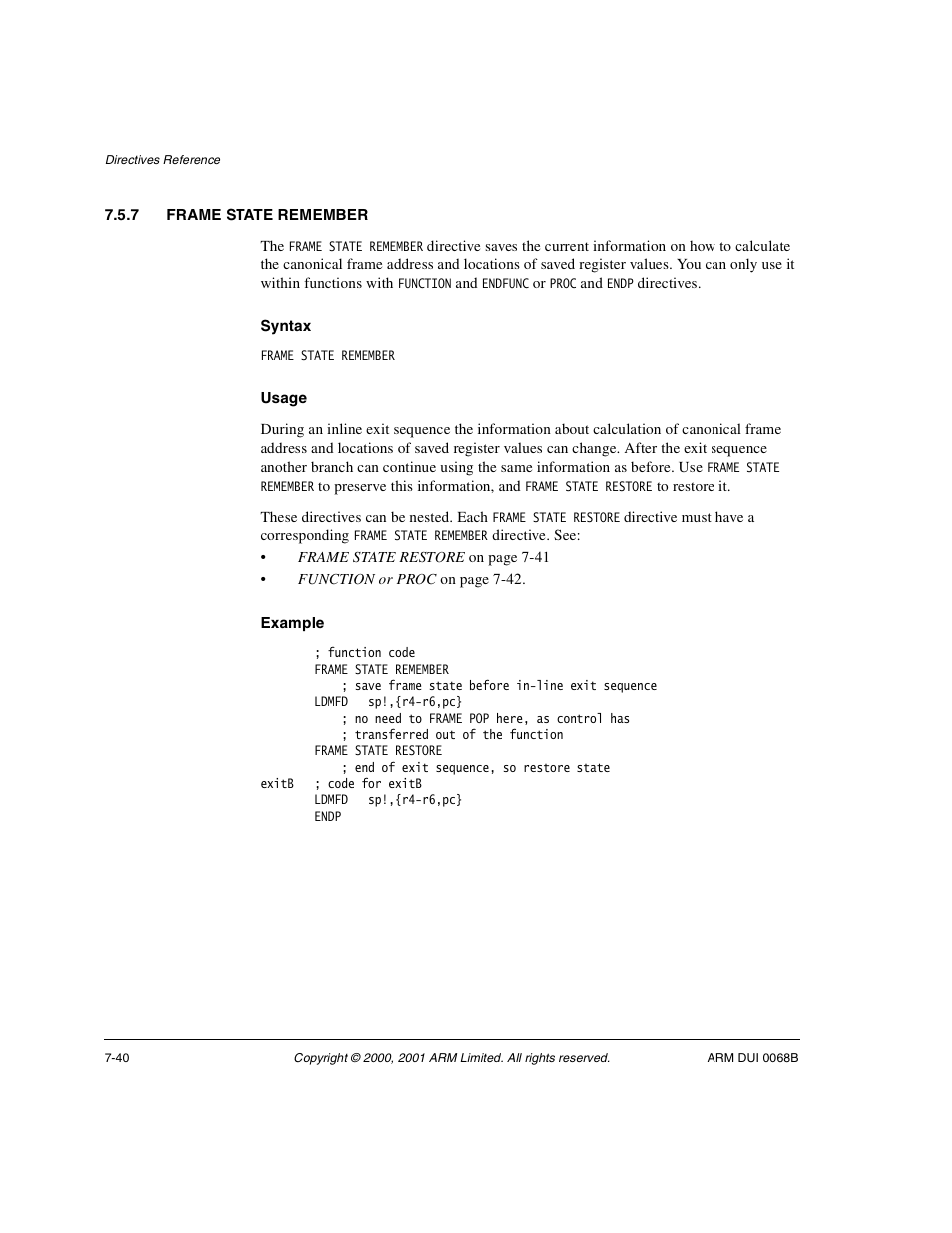 7 frame state remember | ARM VERSION 1.2 User Manual | Page 322 / 360