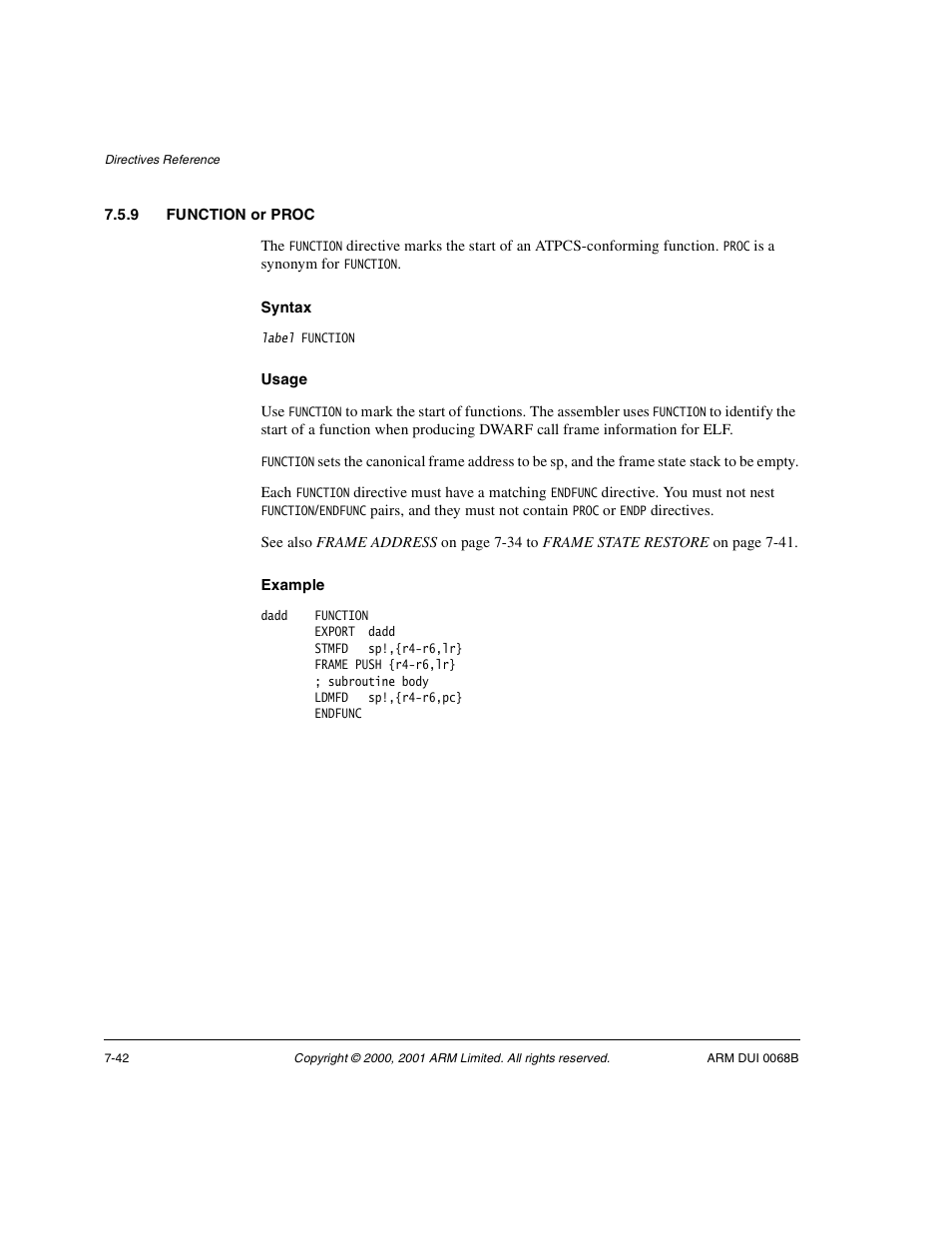 9 function or proc | ARM VERSION 1.2 User Manual | Page 324 / 360