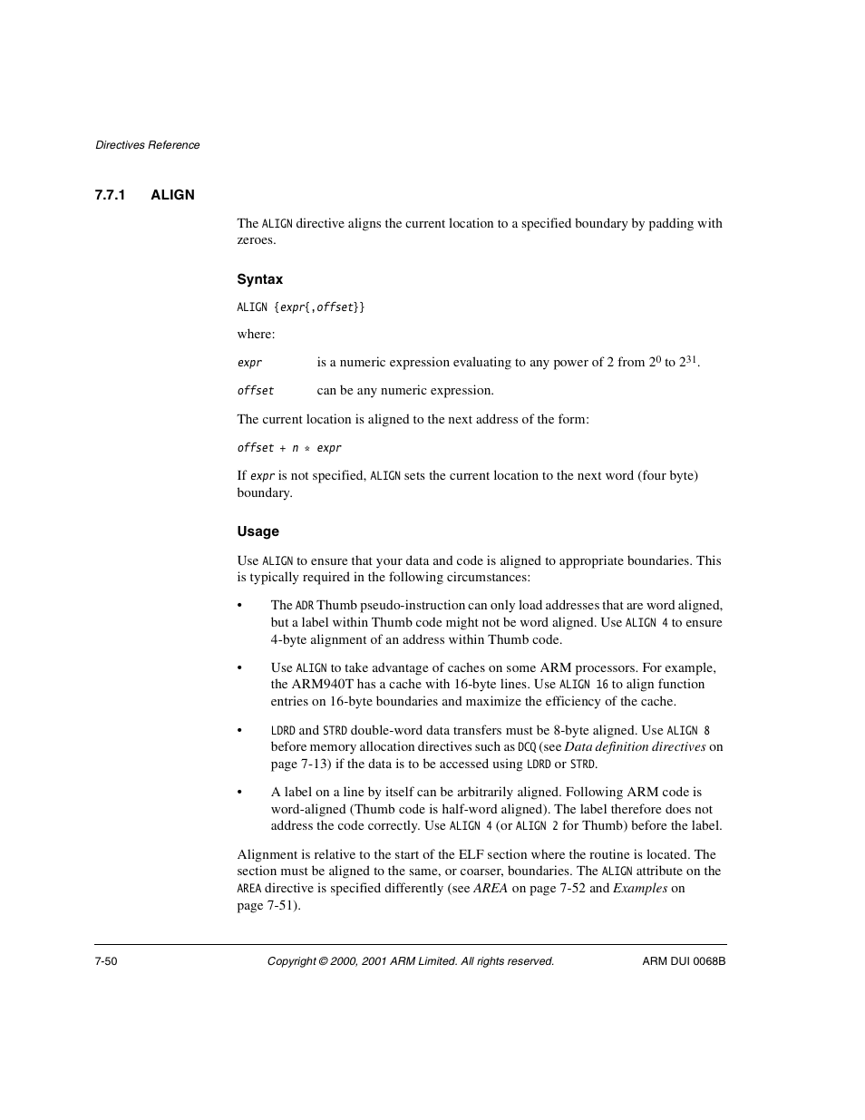 1 align, E align on | ARM VERSION 1.2 User Manual | Page 332 / 360