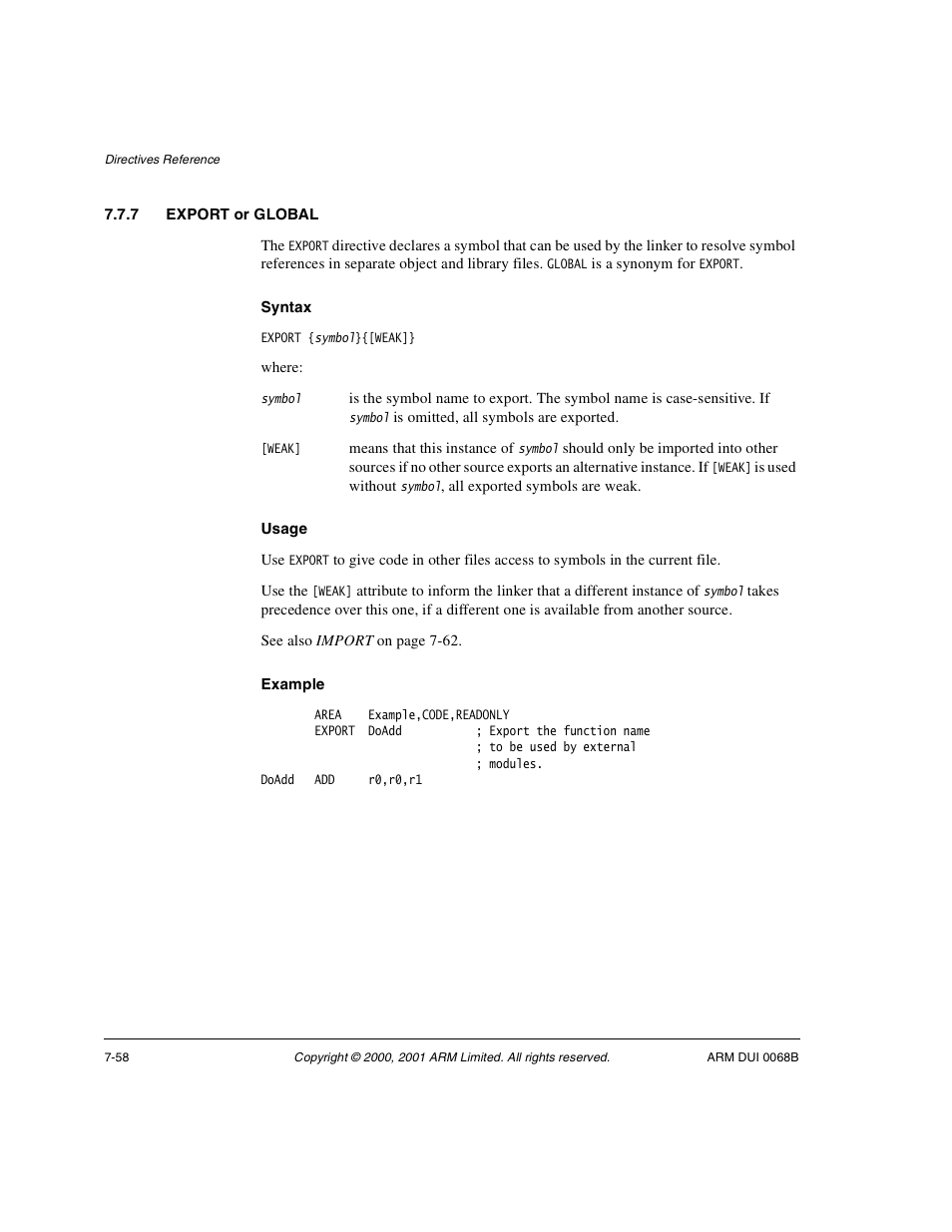 7 export or global | ARM VERSION 1.2 User Manual | Page 340 / 360